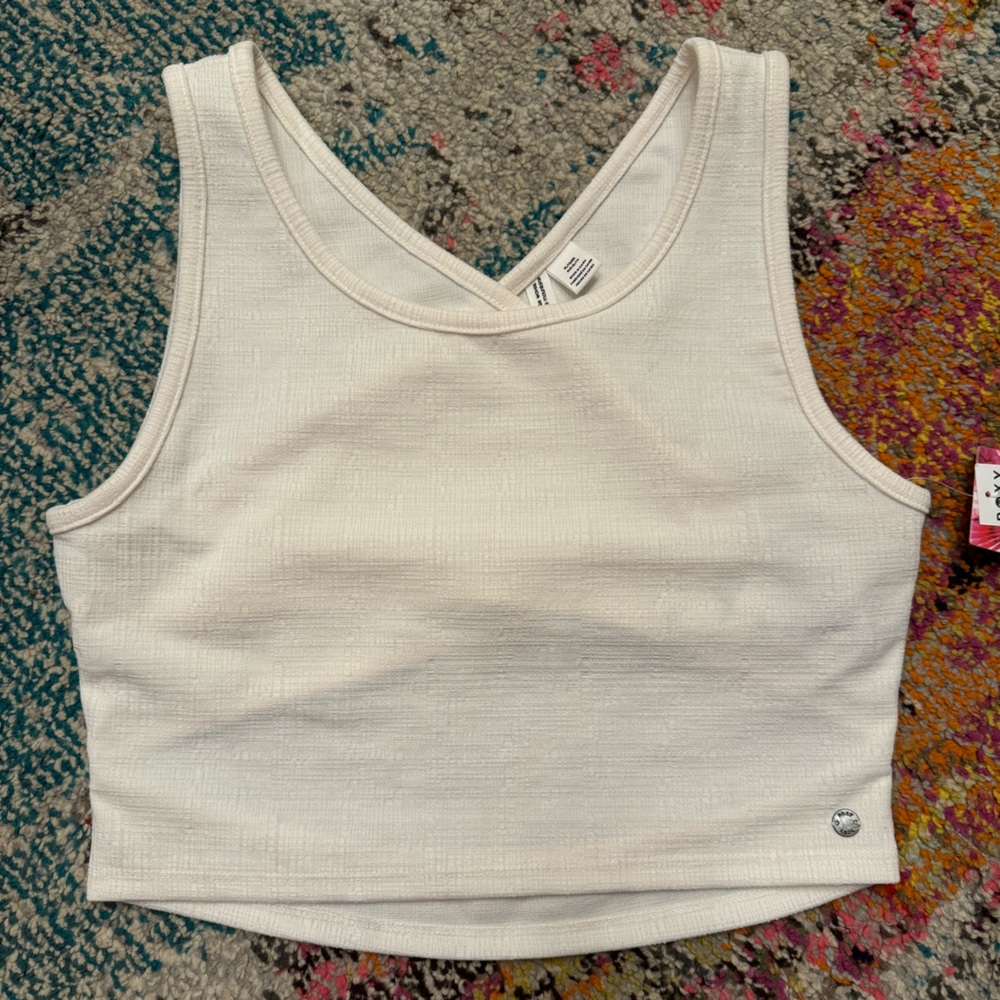 Roxy Women's Good Keepsake Cropped Tank Top, Snow White, XL, NWT